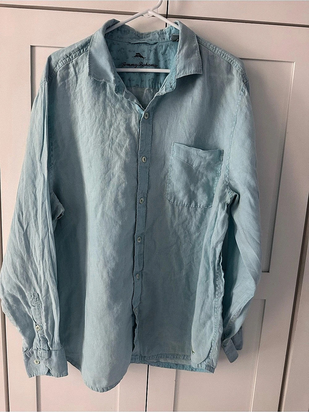 Tommy Bahama Linen Button Down Shirt Blue XL